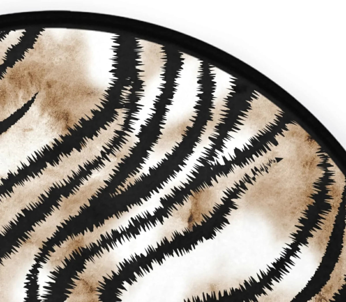 Hand Drawing Tiger Texture Round Area Rug 3Ft Washable Non-Slip T758453