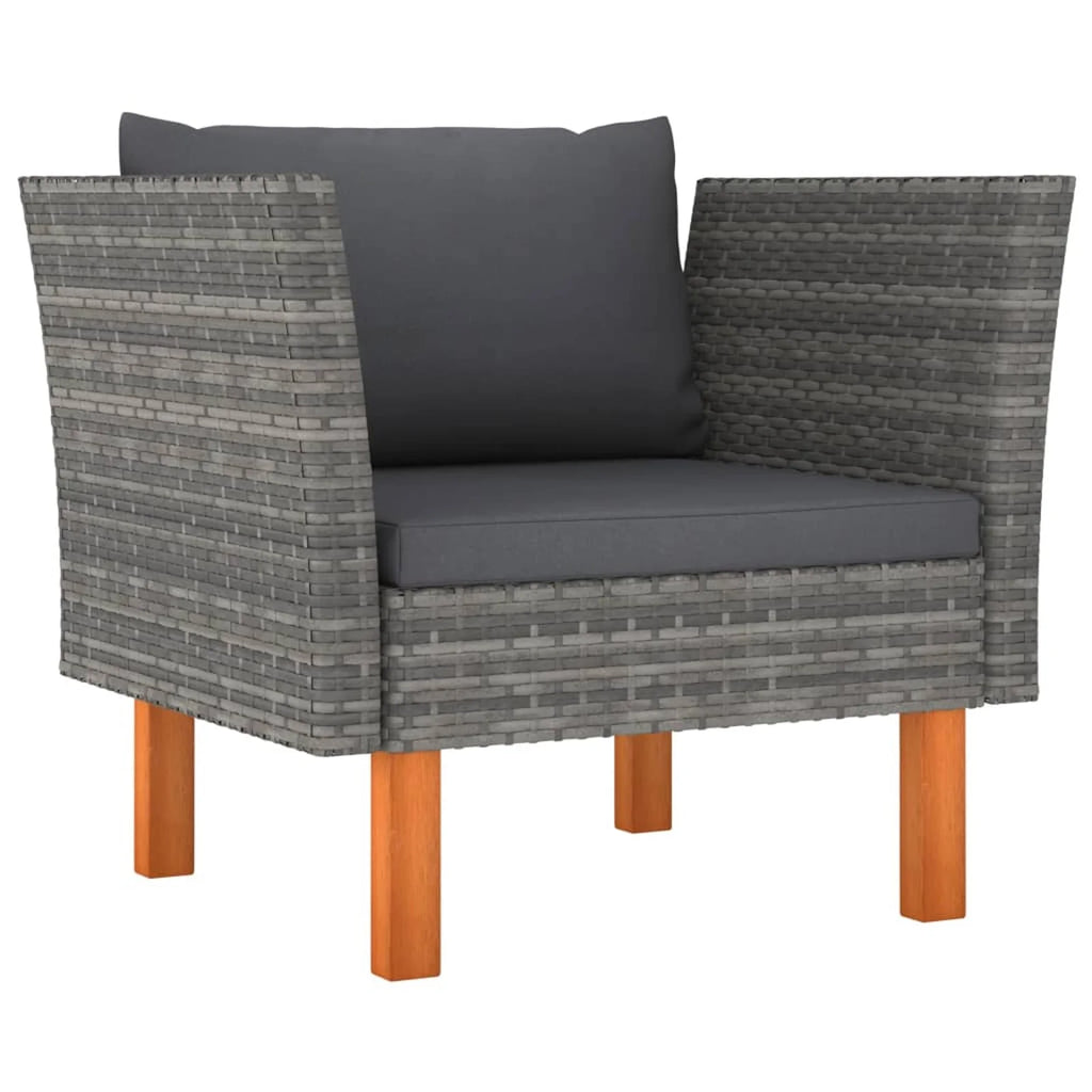 6 Piece Gray Poly Rattan Sectional Outdoor Furniture Set Z26833