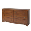 Medium Brown Cherry 6 Drawer Dresser with Metal Knobs T11987