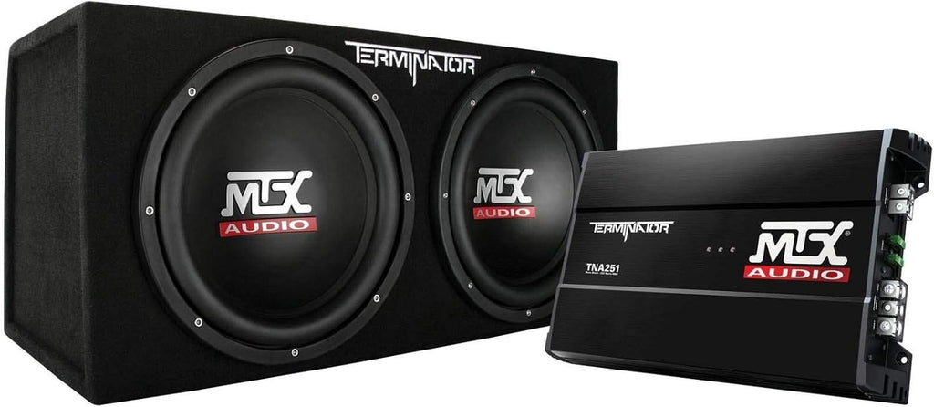 12 Inch 1200W Dual Loaded Car Subwoofer Audio Sub Box and Amplifier with 4 Gauge 3000 Watt Amplifier Wiring Amp Kit S39456