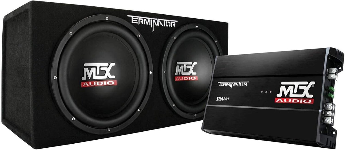 12 Inch 1200W Dual Loaded Car Subwoofer Audio Sub Box and Amplifier with 4 Gauge 3000 Watt Amplifier Wiring Amp Kit S39456