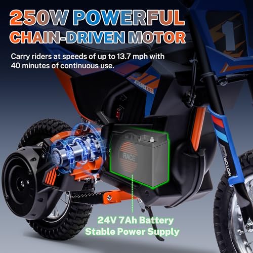 24V 250W Kids Electric Dirt Bike with Air-Filled Tires X441