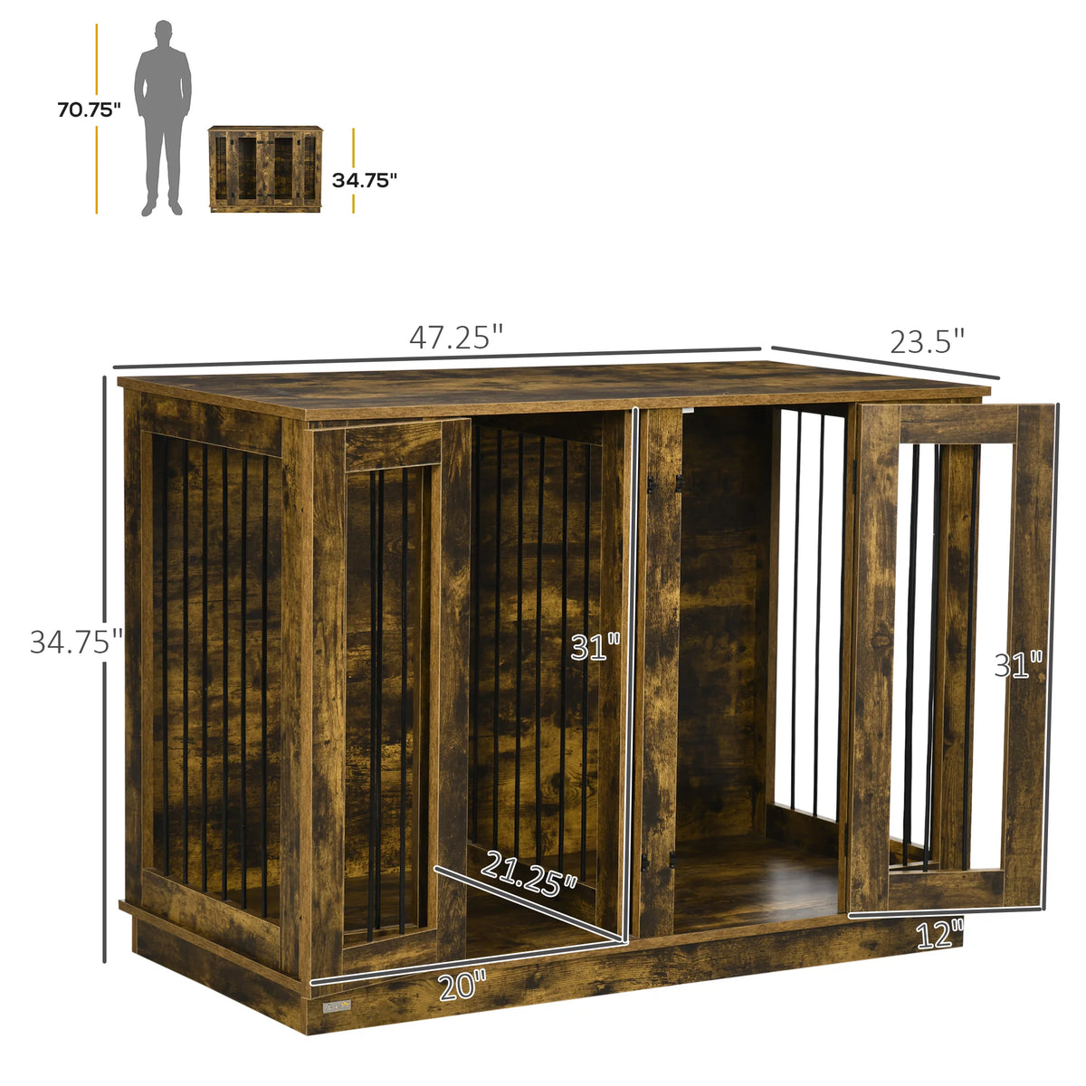 Large Dog Crate with Removable Panel A4724