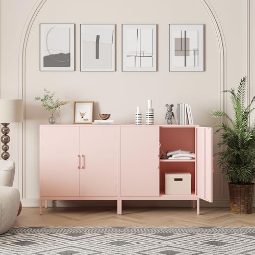 Black Metal Storage Cabinet with Adjustable Shelves J43265