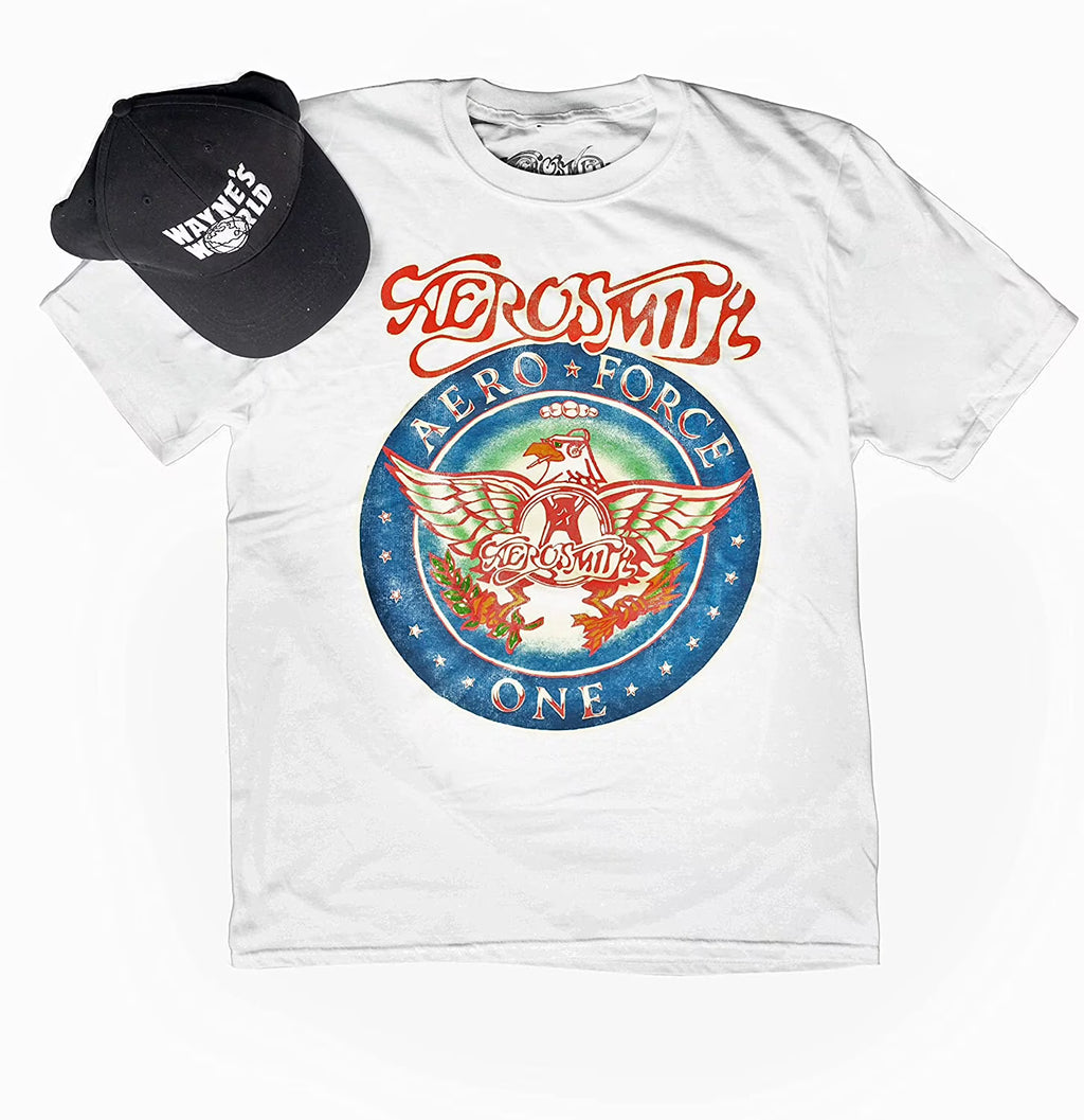Wayne's World Costume Set Hat and Aerosmith Aero Force T-shirt P34270