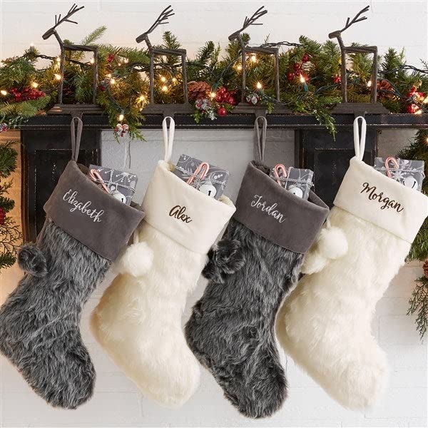 Grey Faux Fur Christmas Stocking Z51670