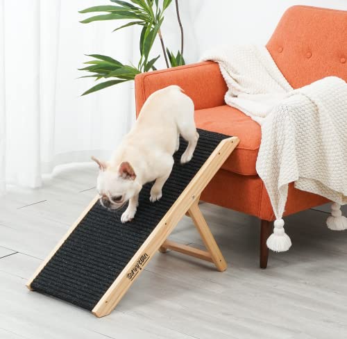 18" Tall Adjustable Wooden Folding Pet Ramp with Non Slip Carpet Surface H9768