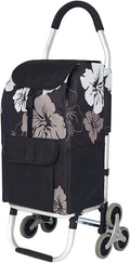 Black Folding Shopping Cart with Removable Canvas Bag O246