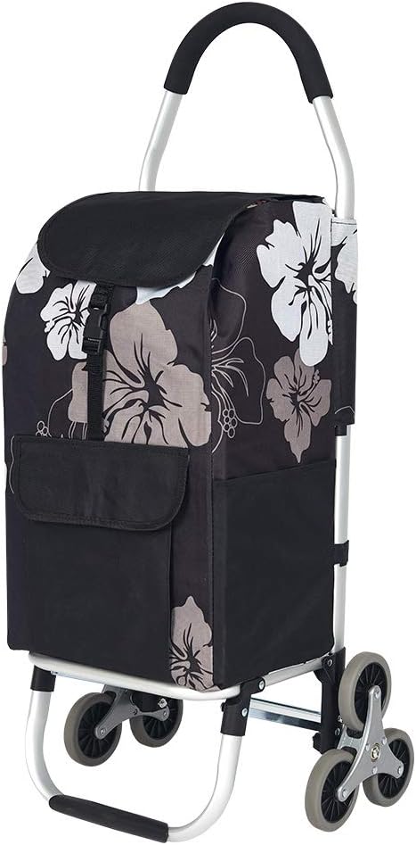 Black Folding Shopping Cart with Removable Canvas Bag O246