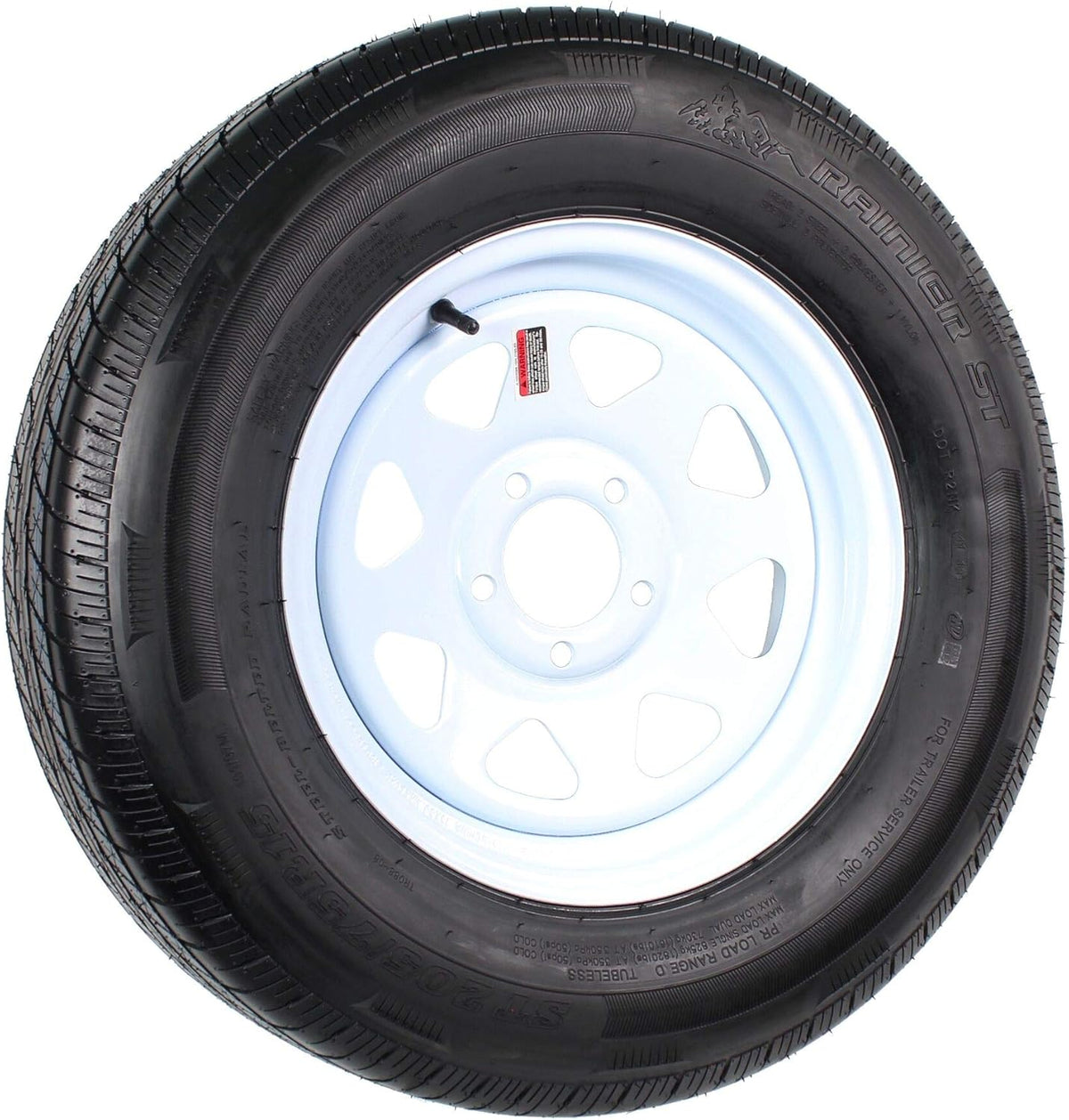 Radial Trailer Tire and Rim ST205/75R15 LRD 15X5 5-4.5 White Spoke Wheel X1934