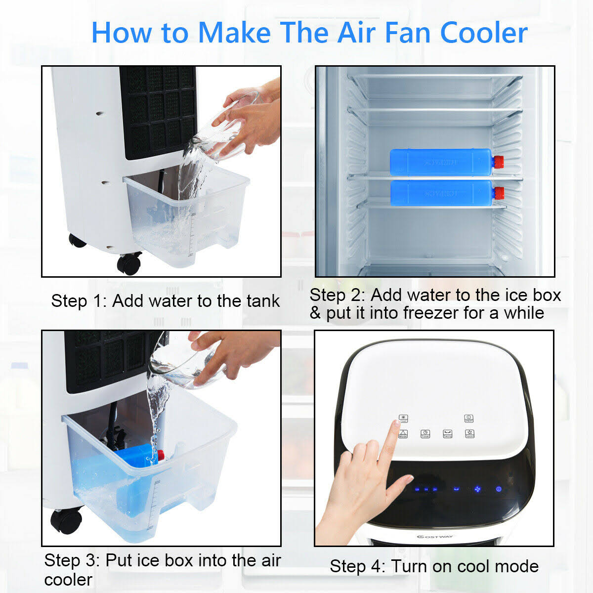 White Evaporative Portable Air Cooler Fan Humidifier with Remote Control B564008