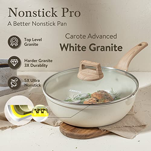 12Inch Nonstick Deep Frying Pan with Lid, 5.5 Qt Jumbo Cooker Saute Pan J80808