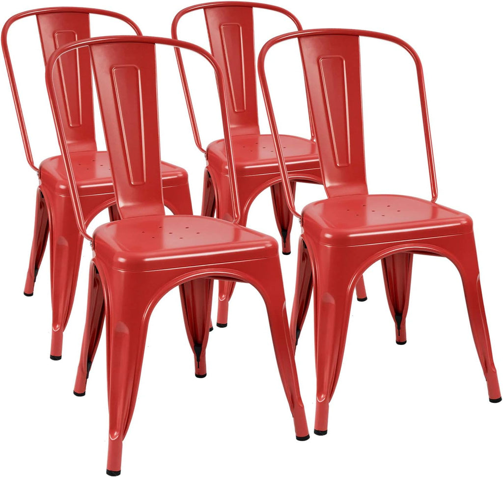 Metal Dining Chairs Set of 4 (Black) E108