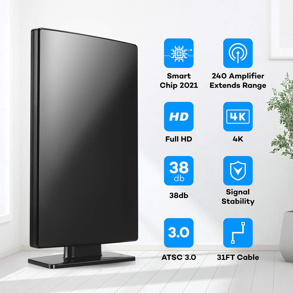Amplified HD TV Antenna, 240Miles Range, 31ft Coax Cable O944