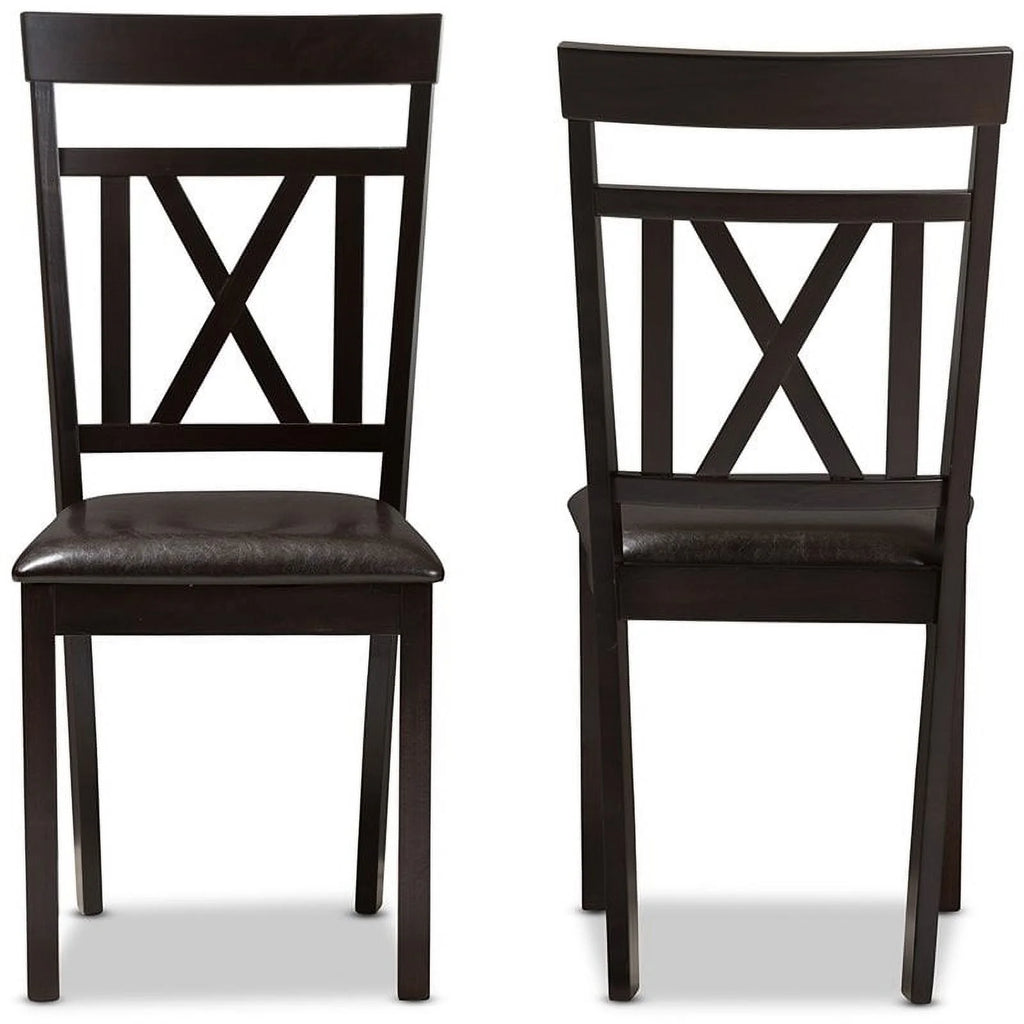 Dark Brown Faux Leather Dining Side Chair Set of 2 C84935