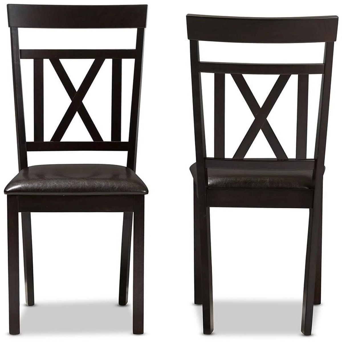 Dark Brown Faux Leather Dining Side Chair Set of 2 C84935