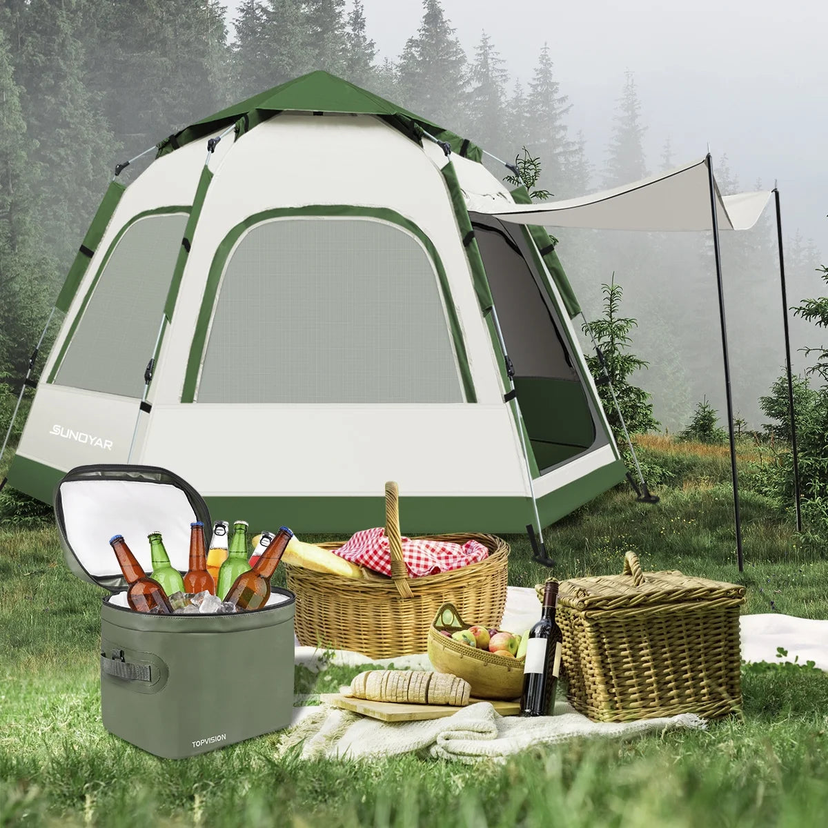 6-8 Person Tent with Removable Rain Fly and Carrying Bag I23152