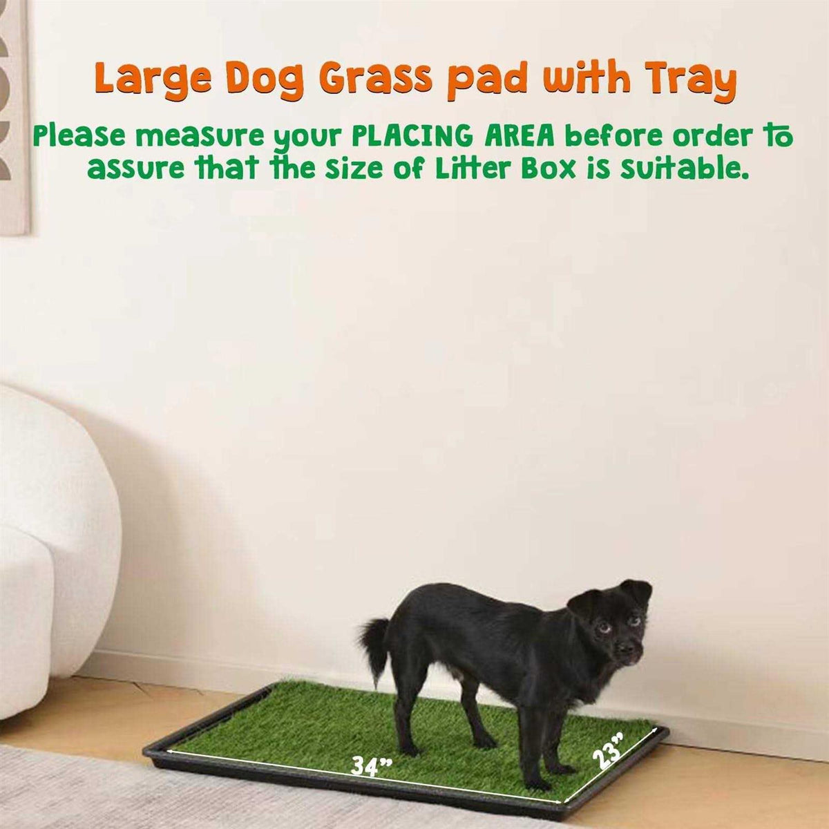 Dog Grass Pad with Tray Large Dog Litter Box Toilet 34”×23” P6479