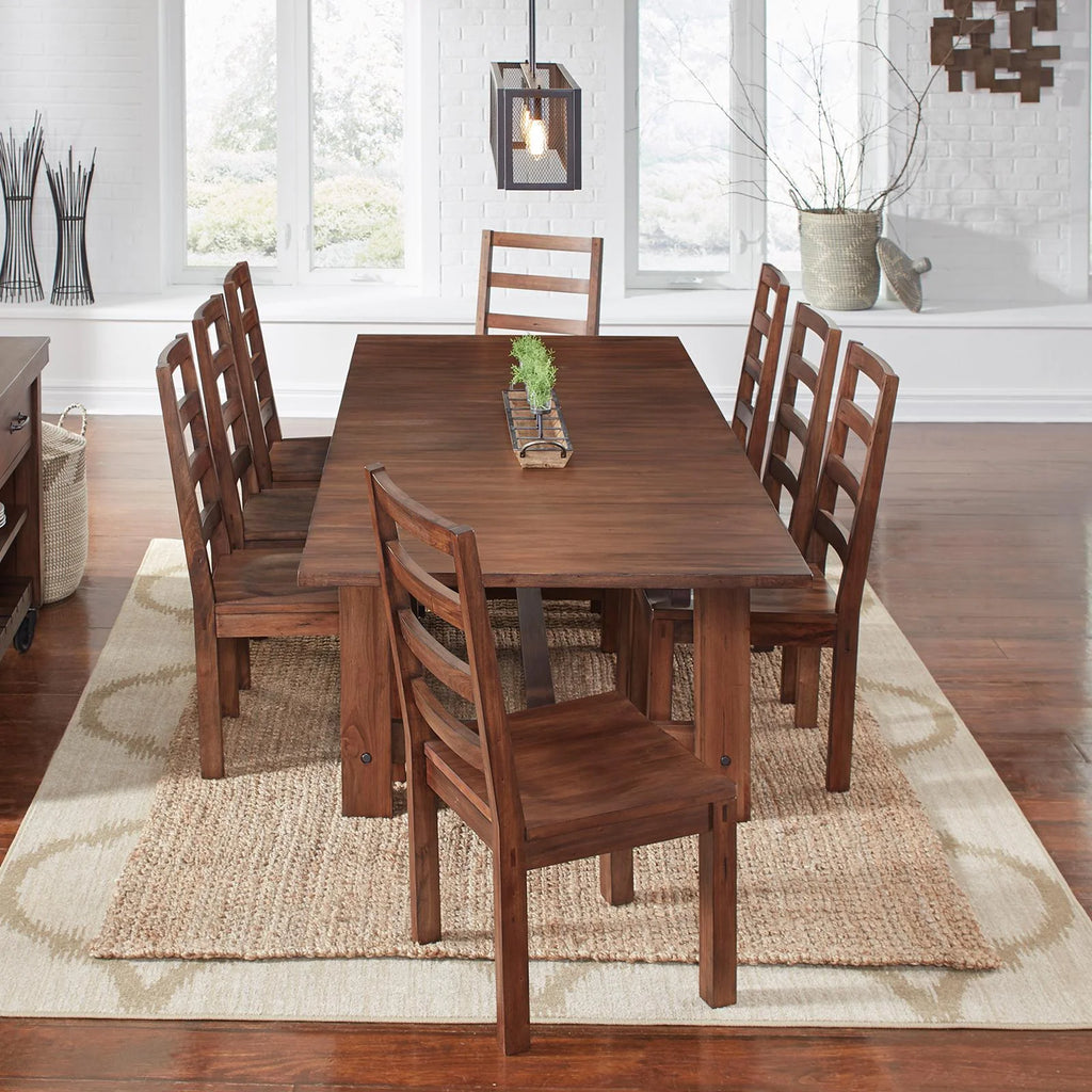 Solid Wood Trestle Table with Extension Leaf X8043