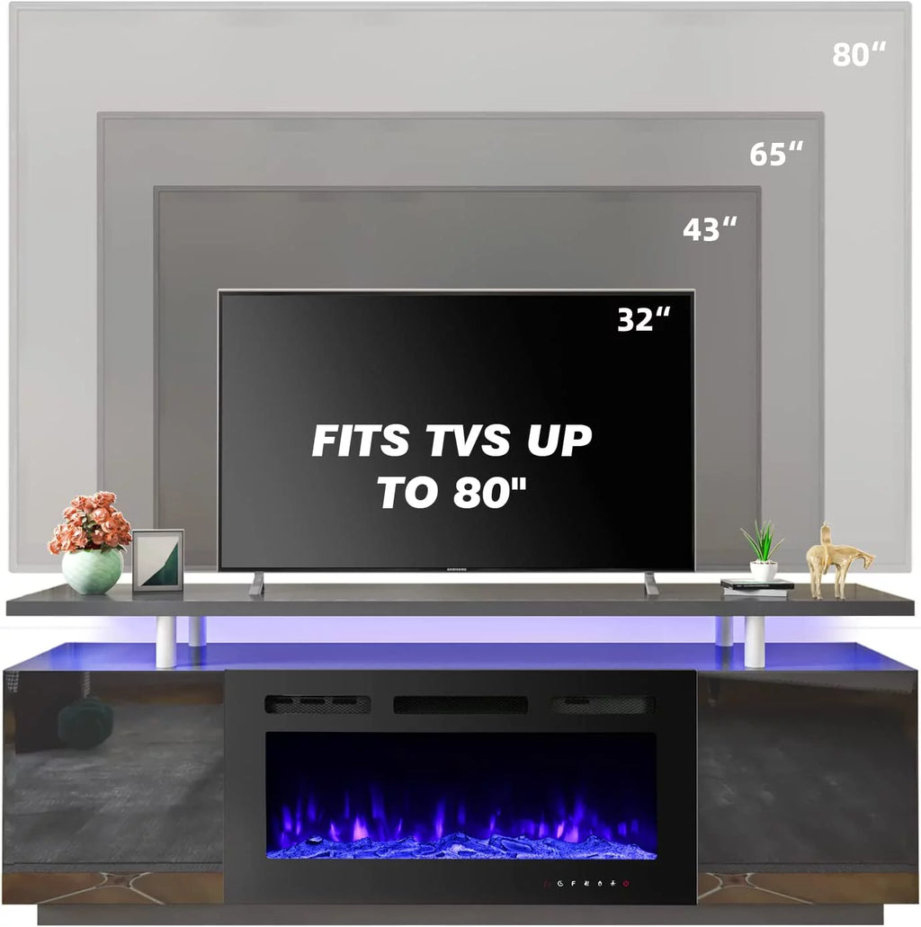 White Fireplace TV Stand with 40'' Electric Fireplace J6107