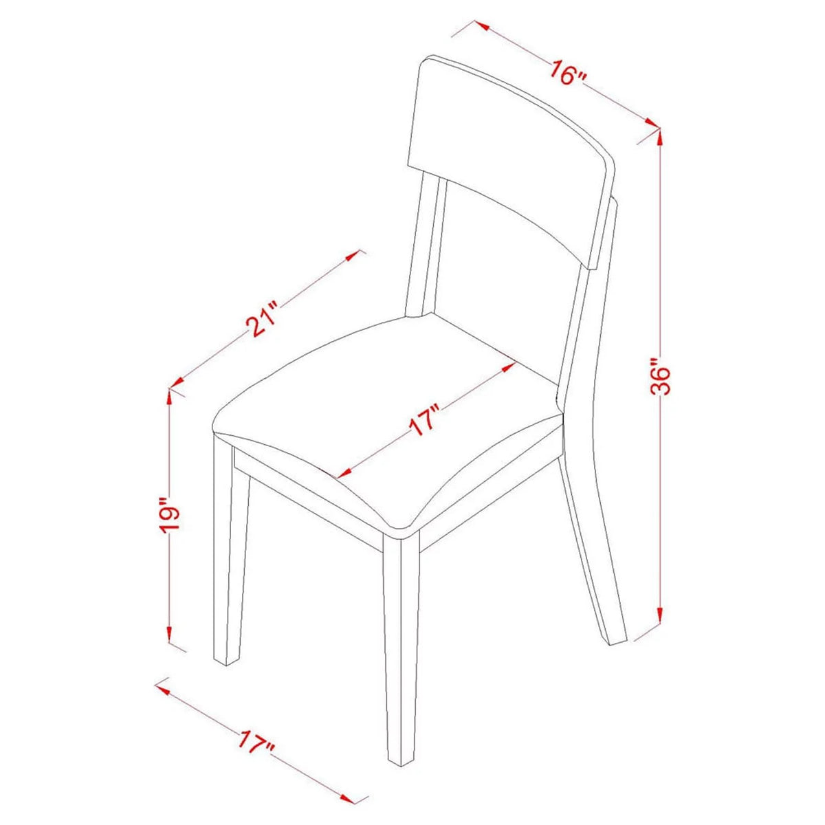 White Wood Slat Back Dining Chair Set of 2 Q60383