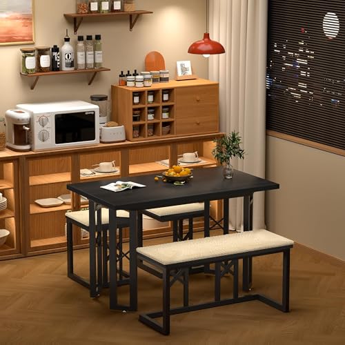 43.3" Dining Table Set for 4 with Wicker Seat Cushions Q4084
