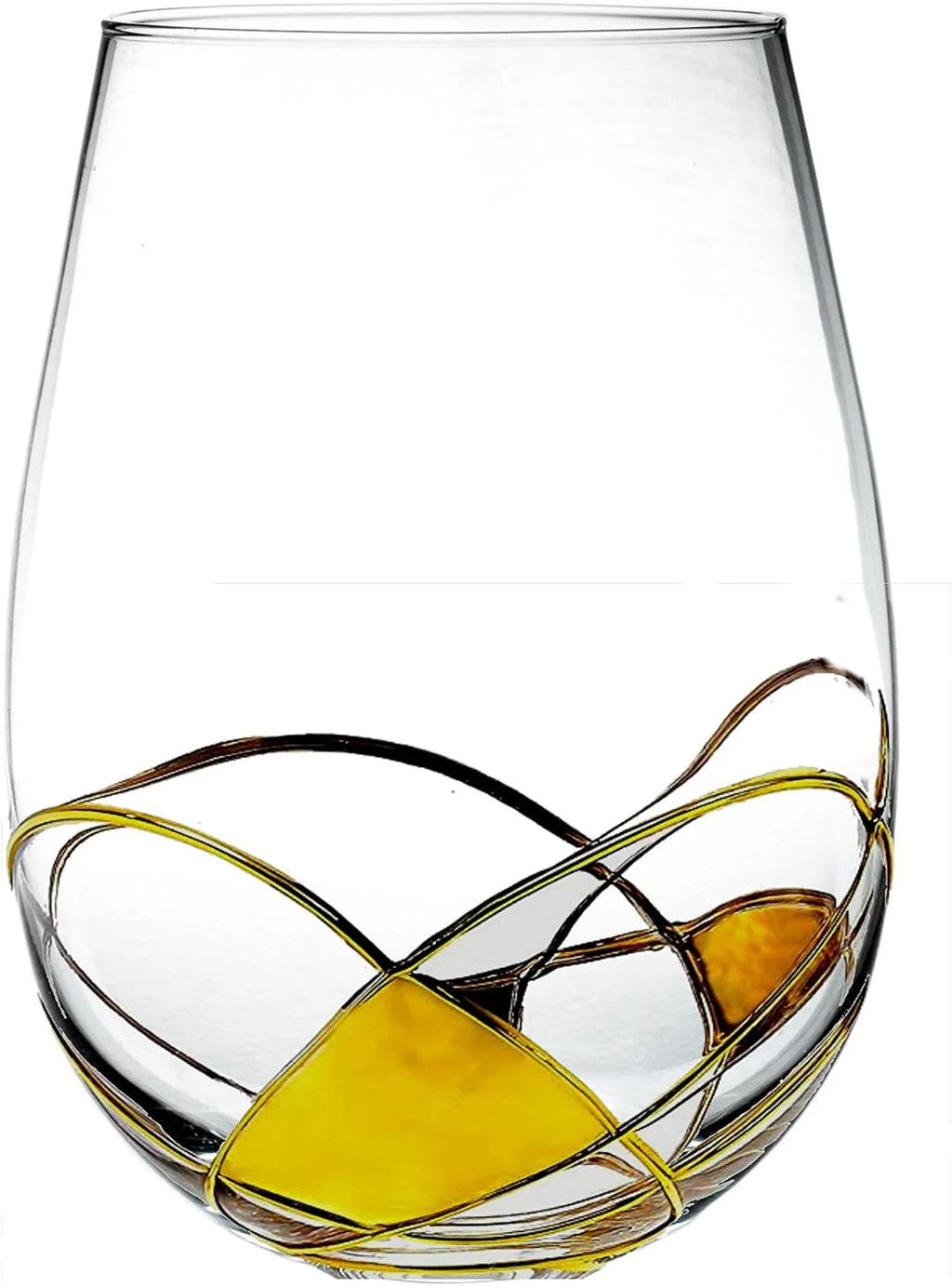 Hand Painted Stemless Wine Glasses Set Of Two 18 Ounces G318159