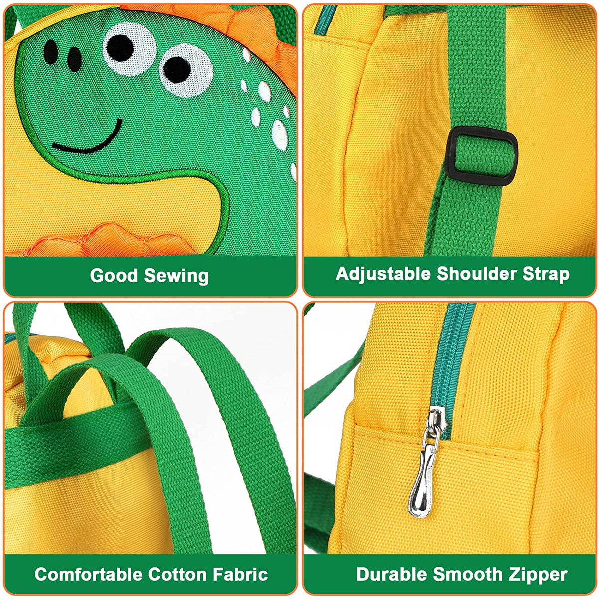 Yellow Dinosaur Toddler Backpack with Harness Leash Wristband E294