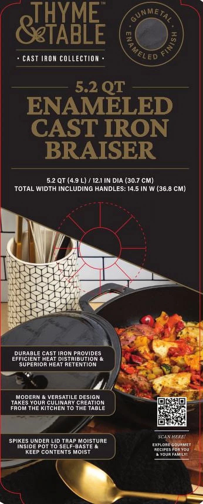 5.2 QT Enameled Cast Iron Braiser E661