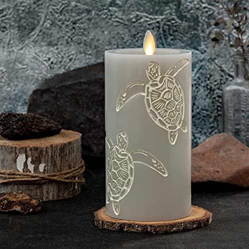 White Pinecone Flameless LED Candle Pillar (3" x 6.5") A45695