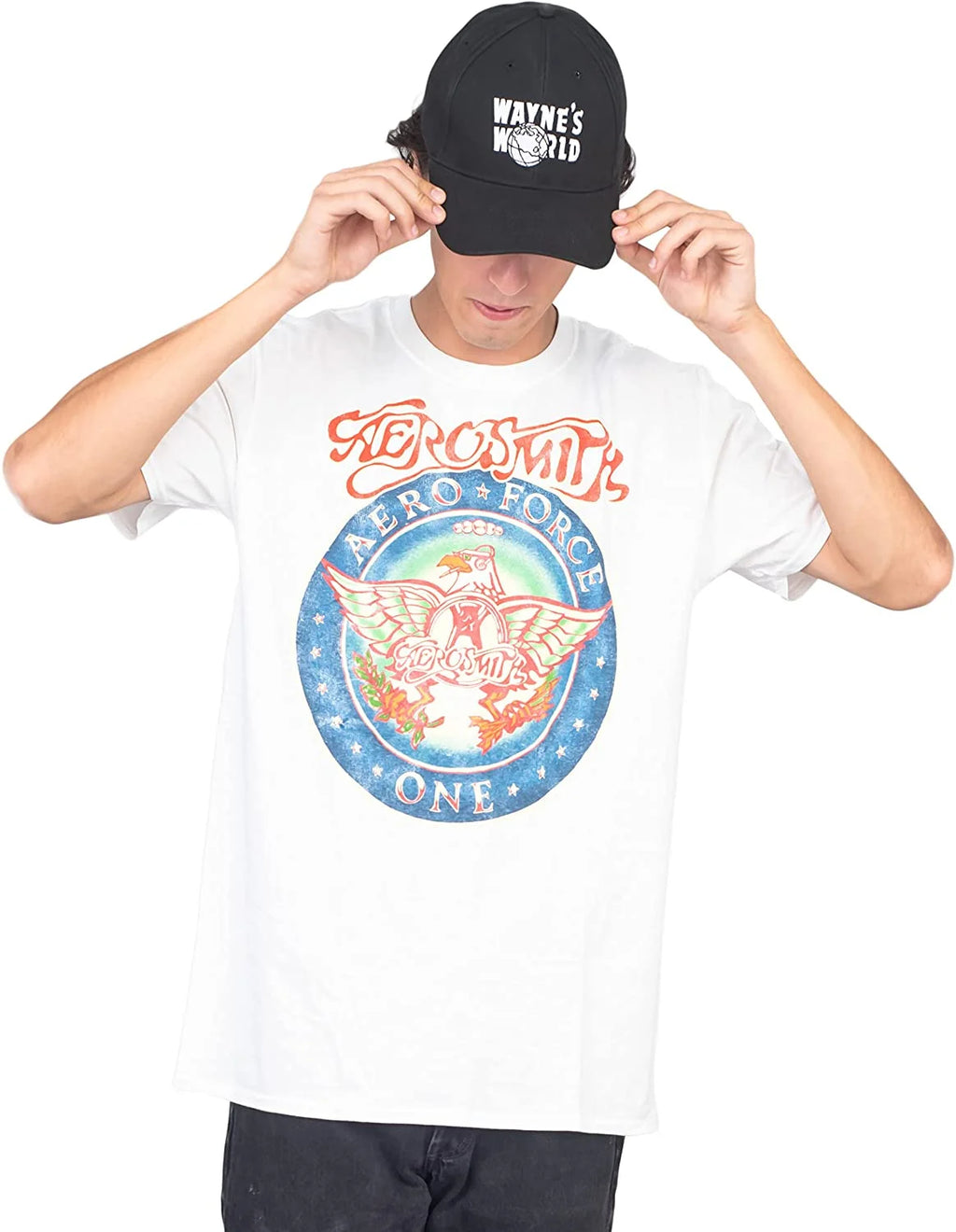 Wayne's World Costume Set Hat and Aerosmith Aero Force T-shirt P34270
