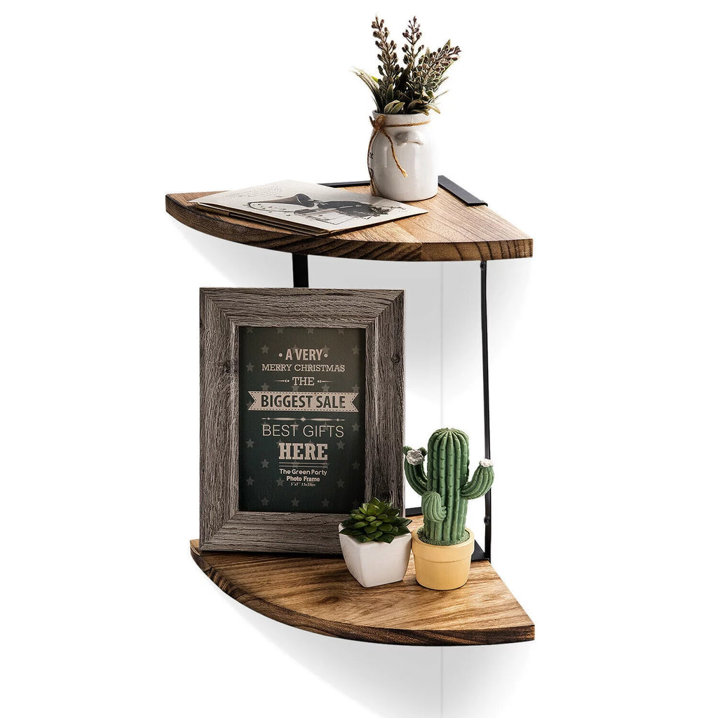Wooden 2 Tier Floating Corner Shelf T573840