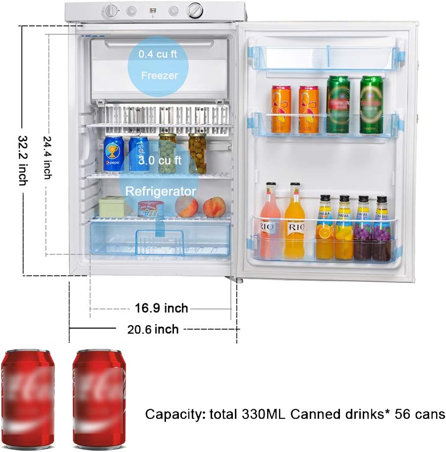 White 3.5 Cu.Ft Single Door Propane Refrigerator with Freezer R9848