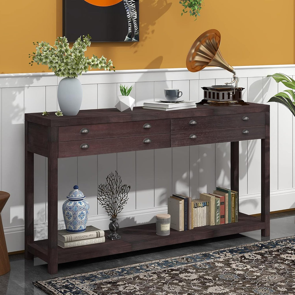 Navy Wood Console Table with 2 Drawers R79025