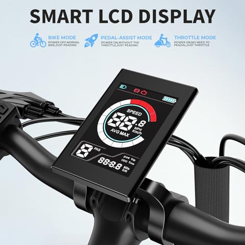 Electric Bike 1200W Peak Motor 528WH Removable Battery 26'' 7-Speed Gears Front Suspension X653