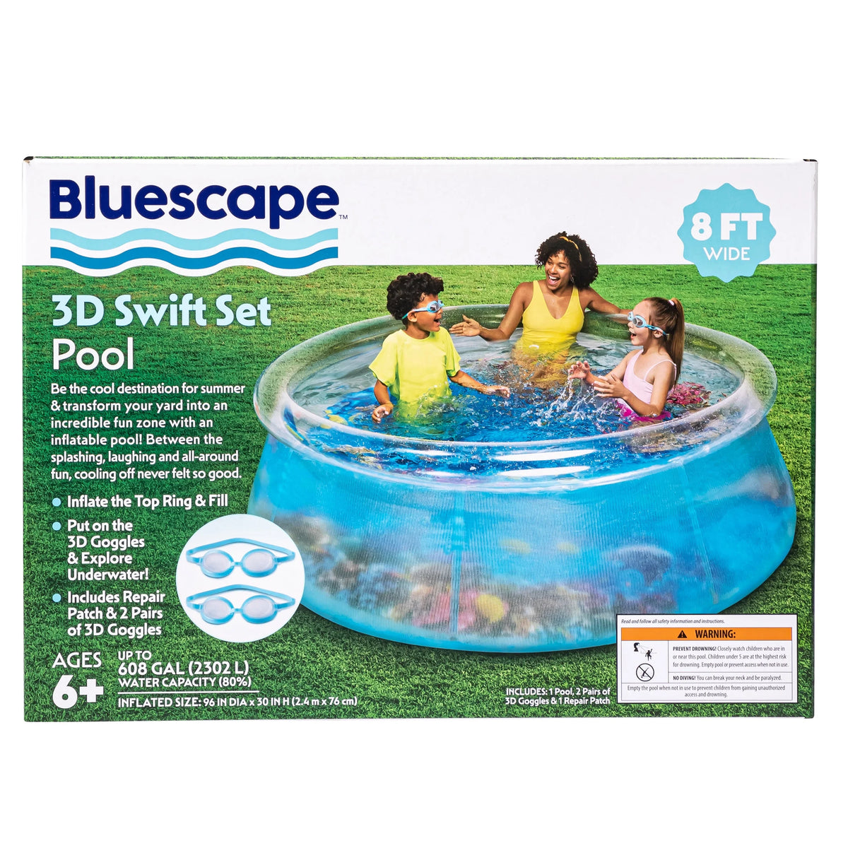 Transparent 8 ft 3D Above Ground Ring Pool R2493