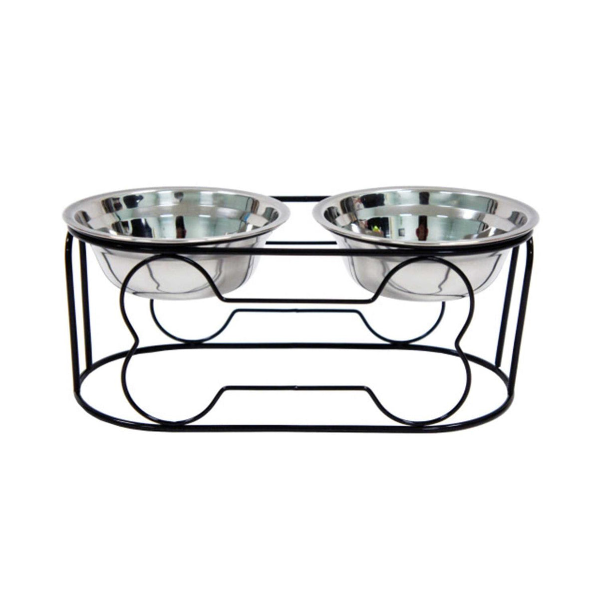 Wrought Iron Stand with Stainless Steel Feeder Bowls M578669