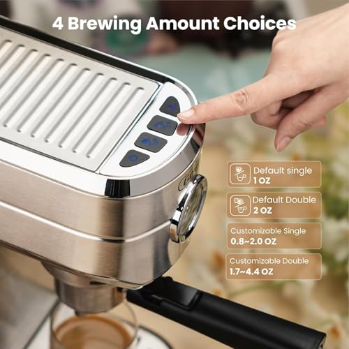 Compact Stainless Steel Espresso Machine with Steam Wand C937