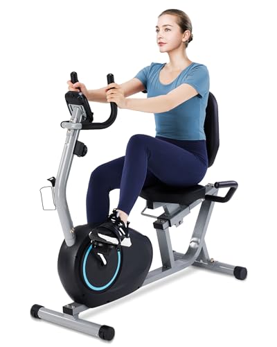 Recumbent Exercise Bike with 400LB Weight Capacity, Pulse Sensor, 16-level Resistance, LCD Monitor V6533