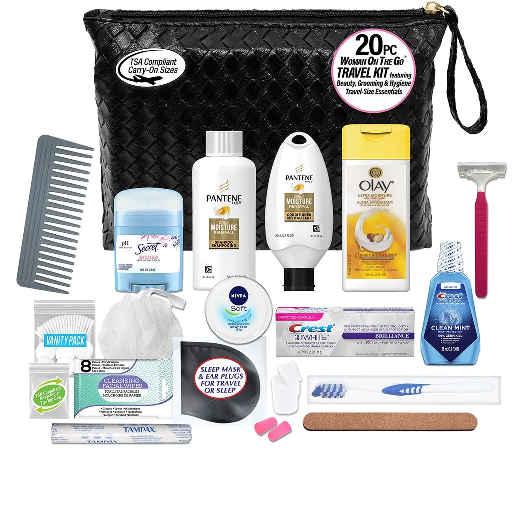 20-Piece Travel Size TSA Compliant Cosmetic Bag Kit C9691