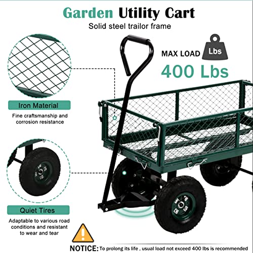 Green Utility Wagon with Steel Frame and 10in Tires G24540