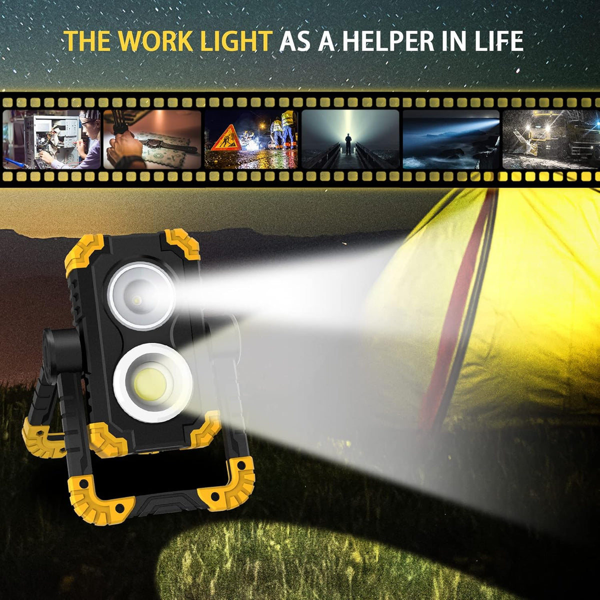 3000 Lumen 30W Rechargeable Cob & XPG LED Work Light A910865