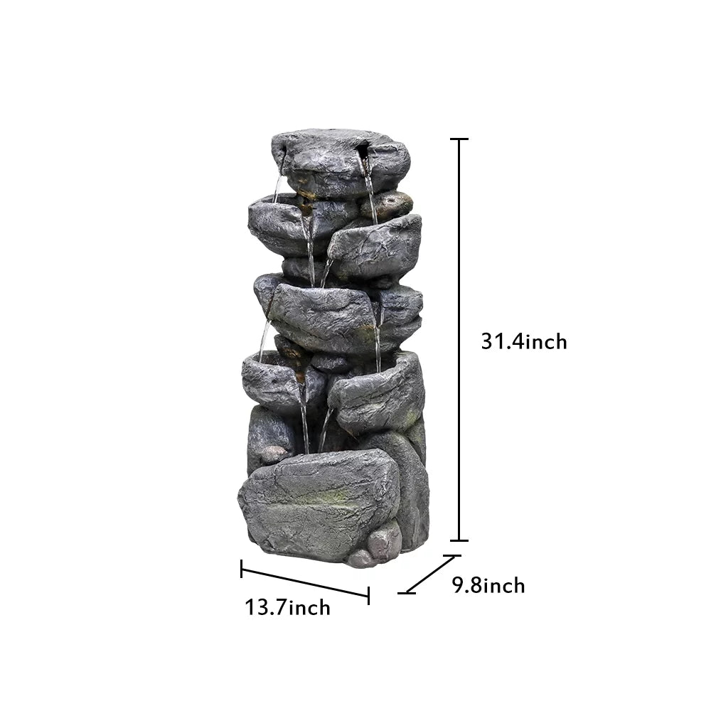 Stacked Rock Fountain with LED Lights W103837
