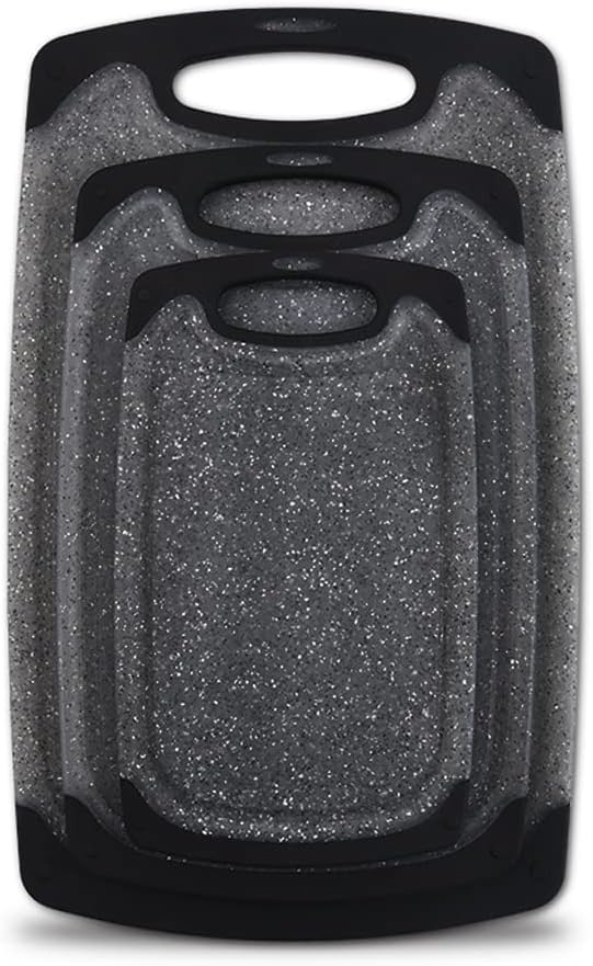 Set of 3 Cutting Boards with Juice Grooves & Carrying Handle O376987