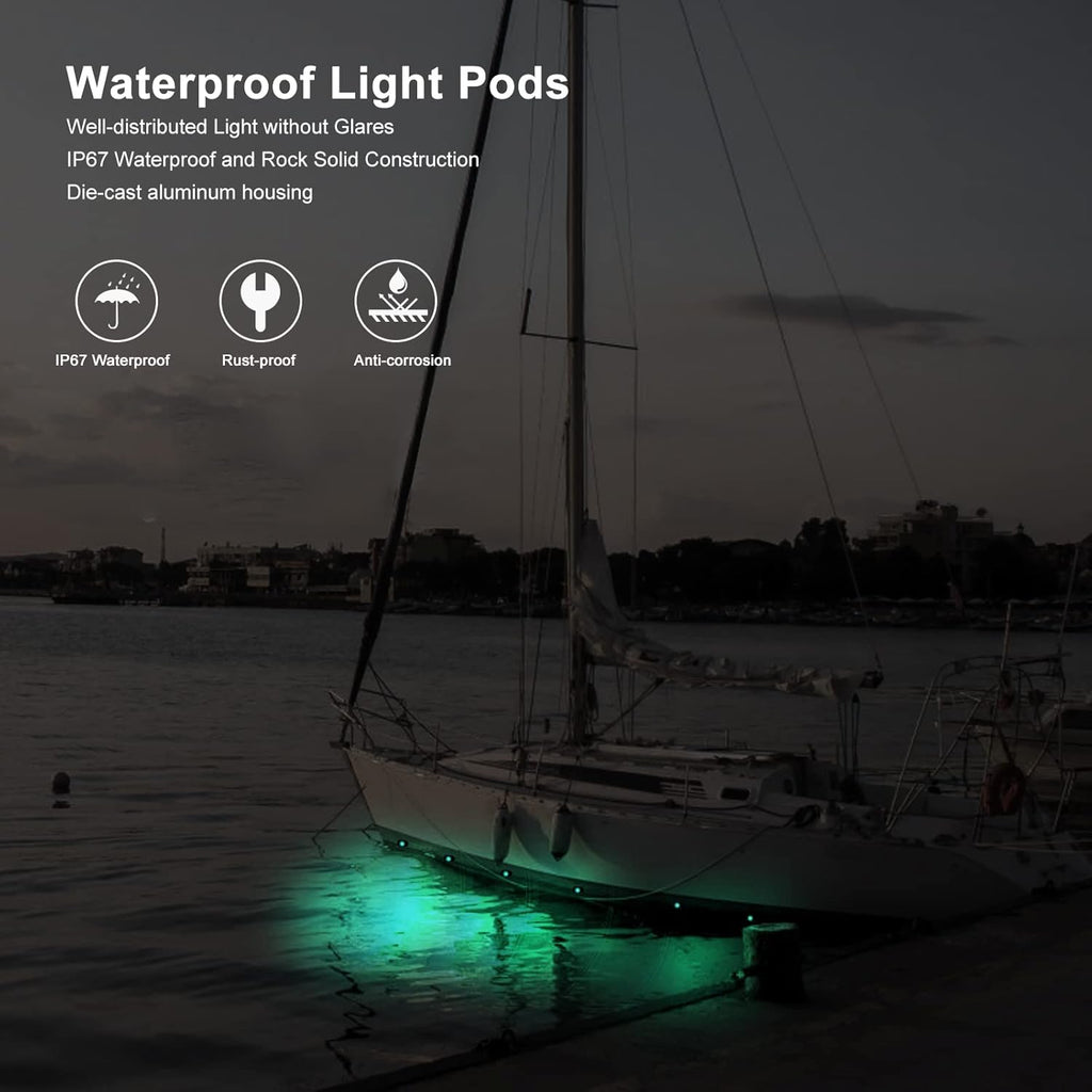 RGB LED Rock Lights 4 Pods Car Neon Underglow Kit Wheel Well Light Multicolor Waterproof Pack of 2 O988