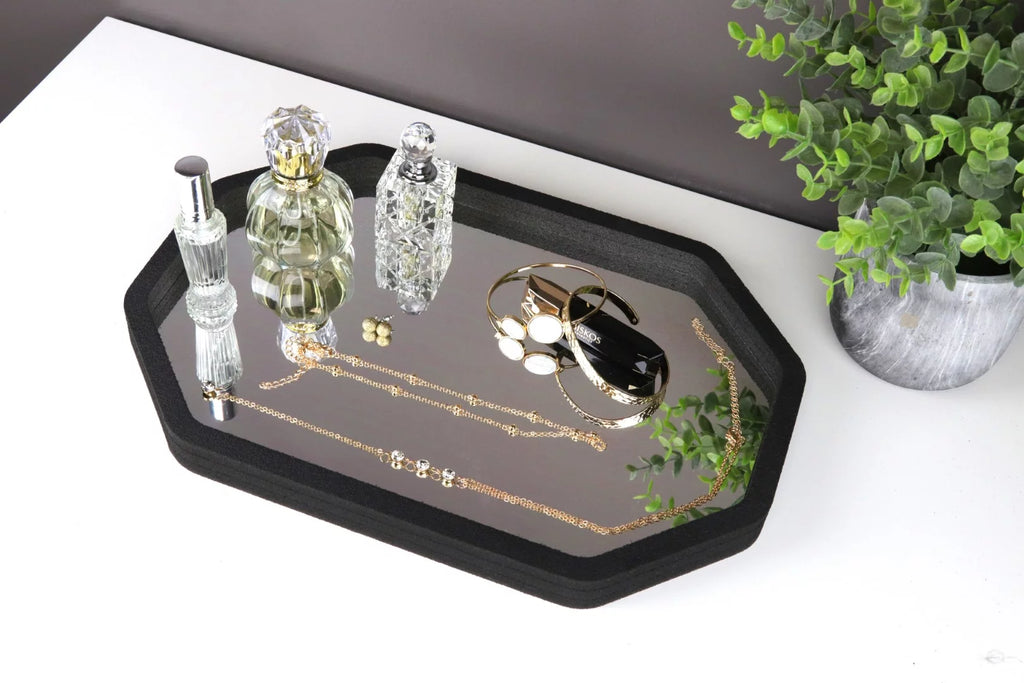 Mirrored Vanity Organizer Tray with Black Foam 14 x 9.5 Inches S195420