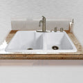 White Double Basin Drop in Cast Iron Kitchen Sink G274