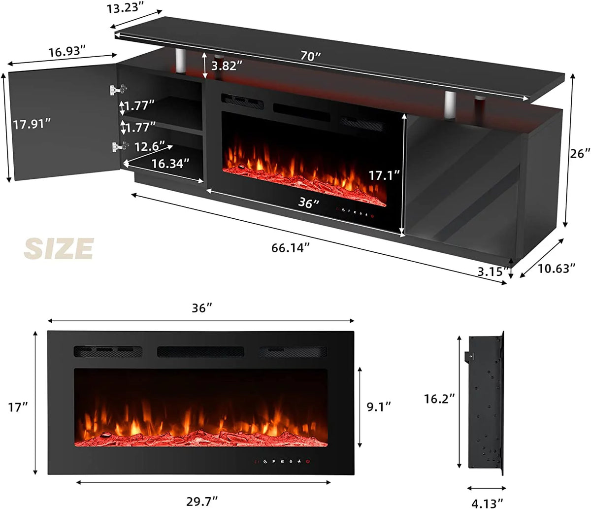 White Fireplace TV Stand with 40'' Electric Fireplace J6107