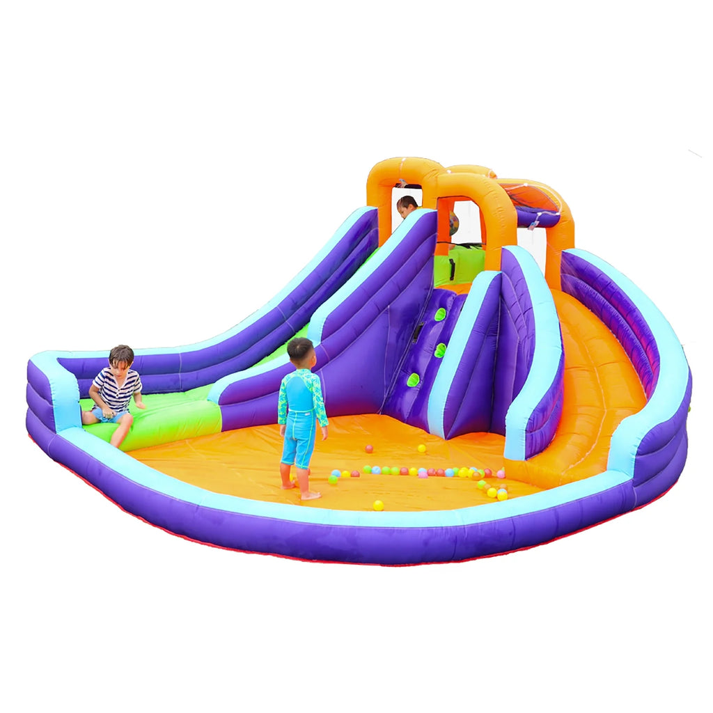 Double Slide Inflatable Water Park with Climbing Wall & Water Cannon N2915