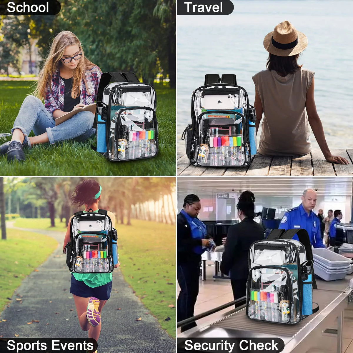 Clear PVC Transparent Backpack with Reinforced Strap Z303232